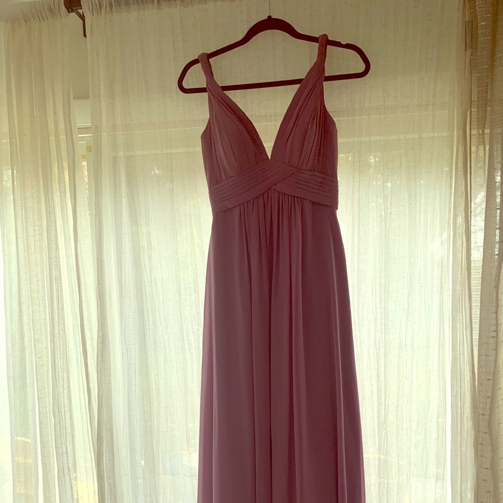 Mauve/Purple Twist Strap Bridesmaid Dress